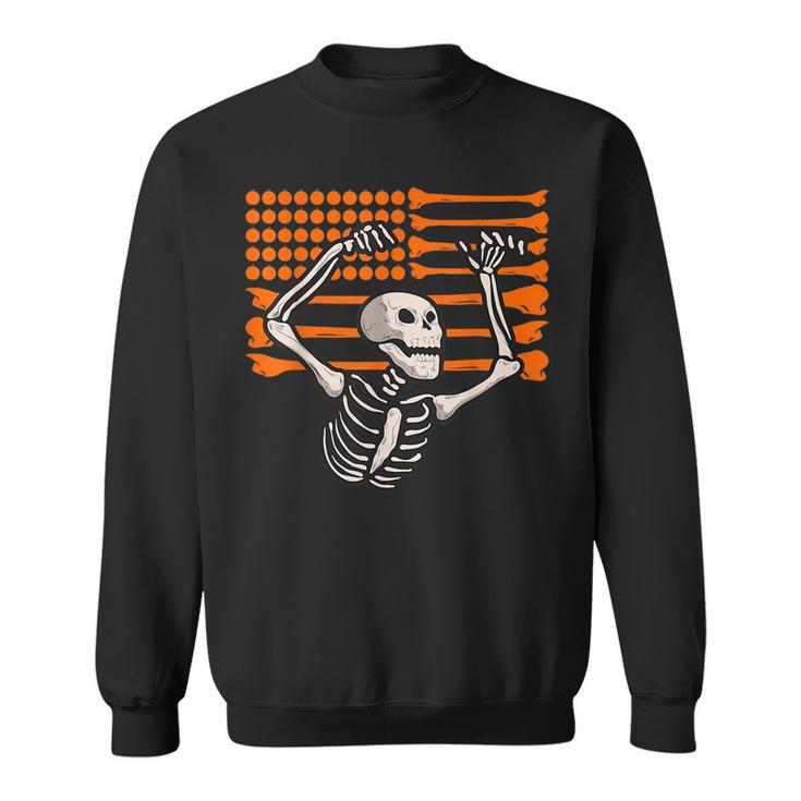 Bones And Pumpkins American Flag Skeleton Halloween Costume  Halloween Funny Gifts Sweatshirt