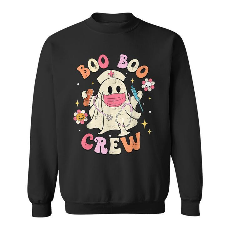 Boo Boo Crew Nurse Ghost Retro Halloween Nurse Sweatshirt