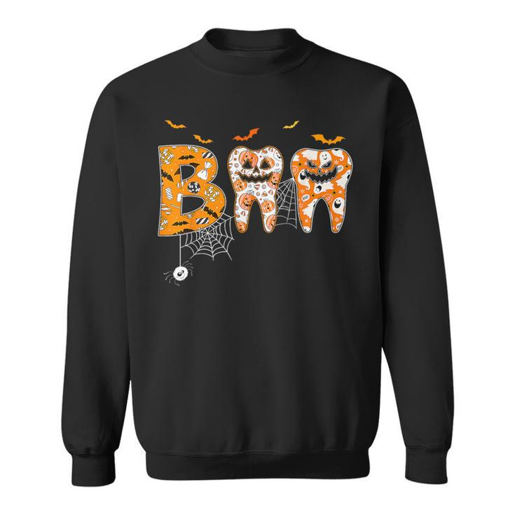 Boo Th Pumpkin Dentist Dental Hygienist Halloween Costume Sweatshirt