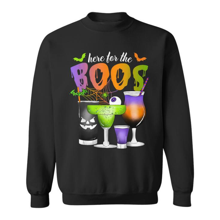 Here For The Boos Halloween Scary Glasses Drinking Spooky Sweatshirt
