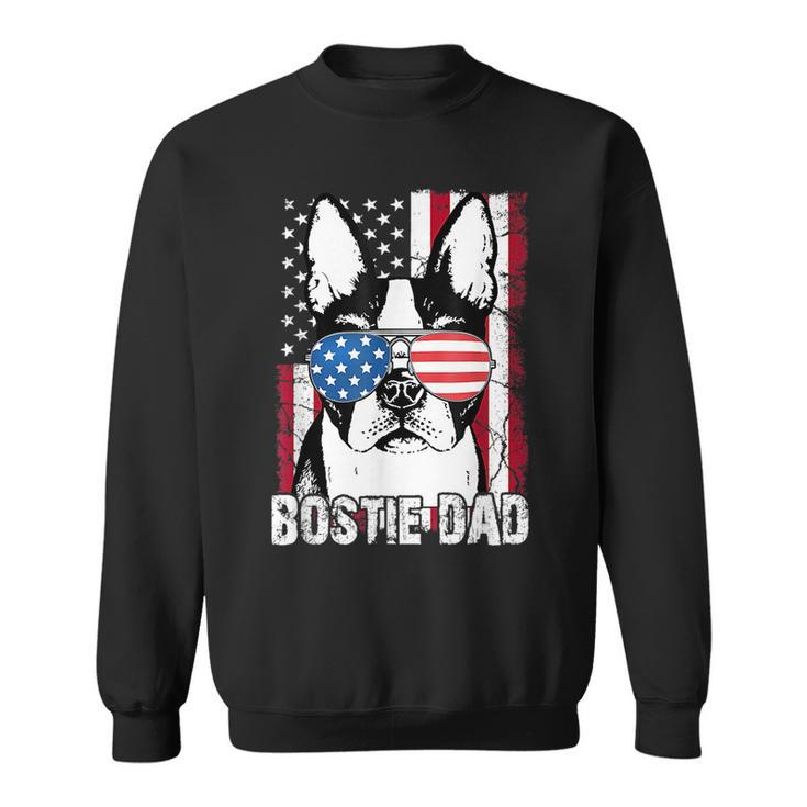 Bostie Dad Boston Terrier Fathers Day Usa Flag Gift 4Th July  Sweatshirt