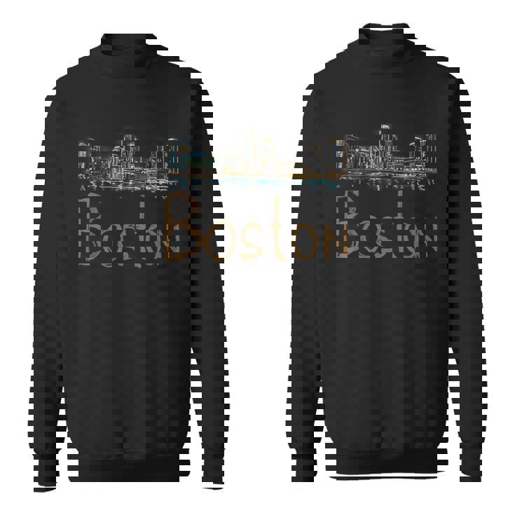 Boston City Panorama At Night Sweatshirt