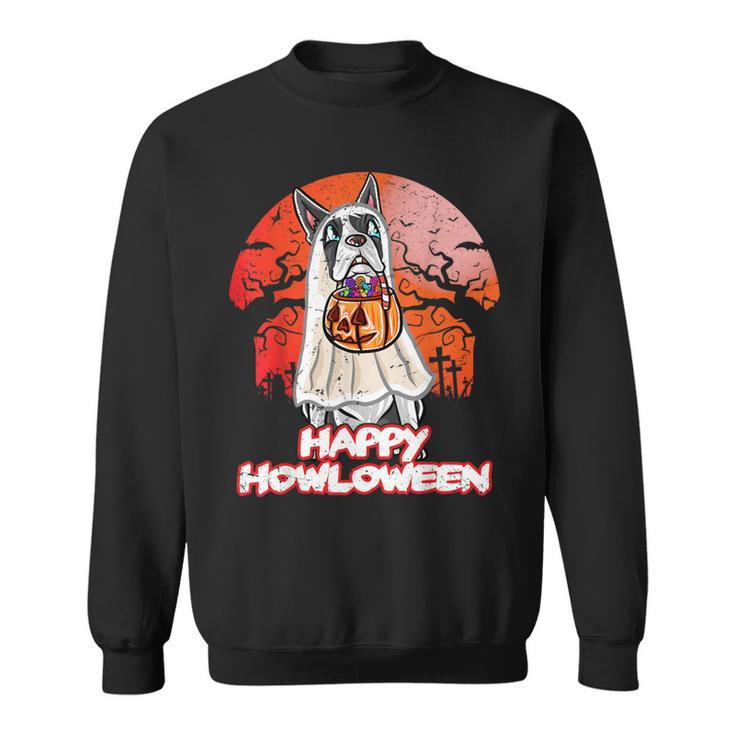 Boston Terrier Happy Halloween Costume Ghost Sweatshirt