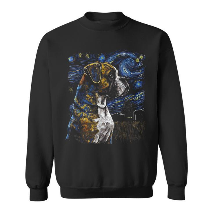 Boxer Dog Starry Night Dogs Lover Graphic Sweatshirt