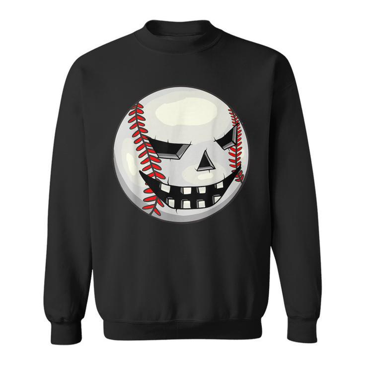 Boys Halloween Jack O Lantern Baseball Player Coach Pitcher Sweatshirt