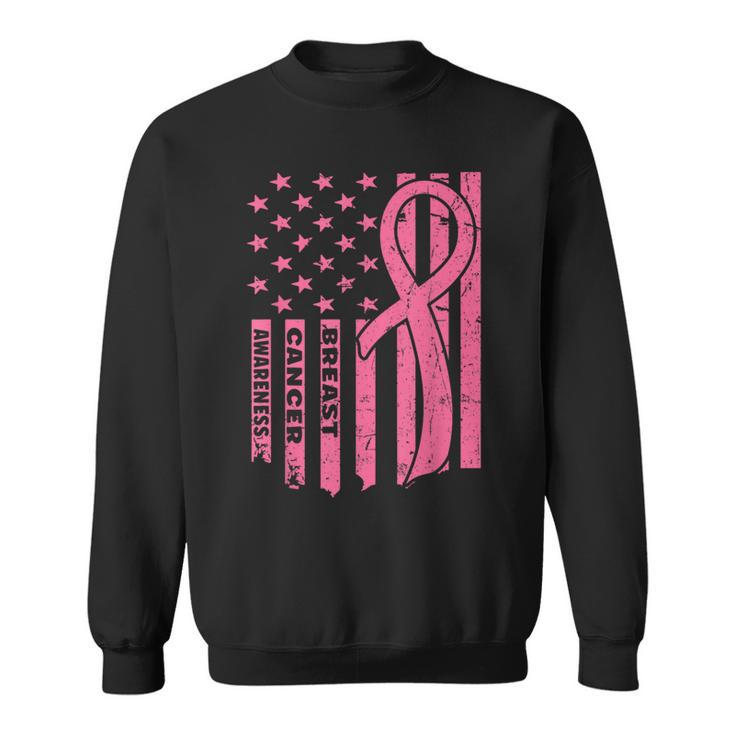 Breast Cancer Awareness Flag Usa Breast Cancer Warrior Sweatshirt