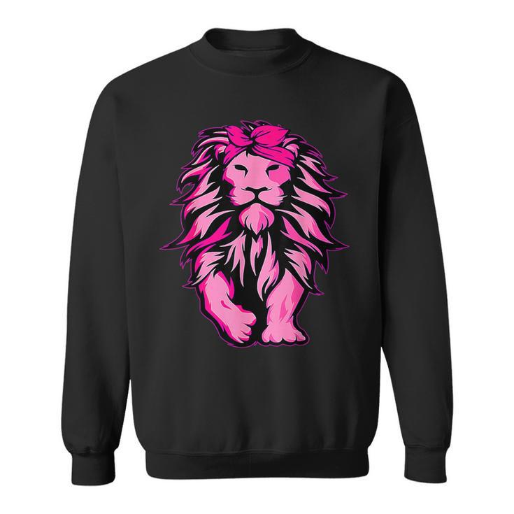 Breast Cancer Awareness Lion Pink Bandana Survivor Warrior Sweatshirt