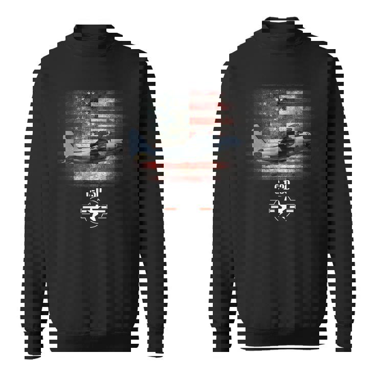 C130 Combat Air Force Veteran Usa Flag Patriotic Men's Back