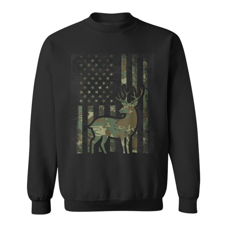 Camo American Flag Buck Hunting For Deer Hunter Sweatshirt