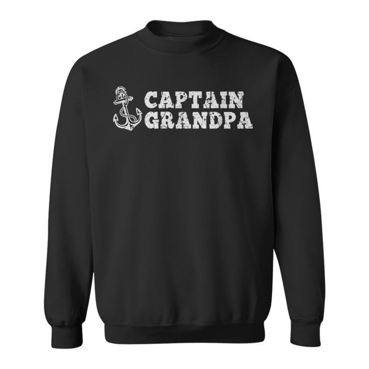 Captain Grandpa Sailing Boating Vintage Boat Anchor Funny  Sweatshirt