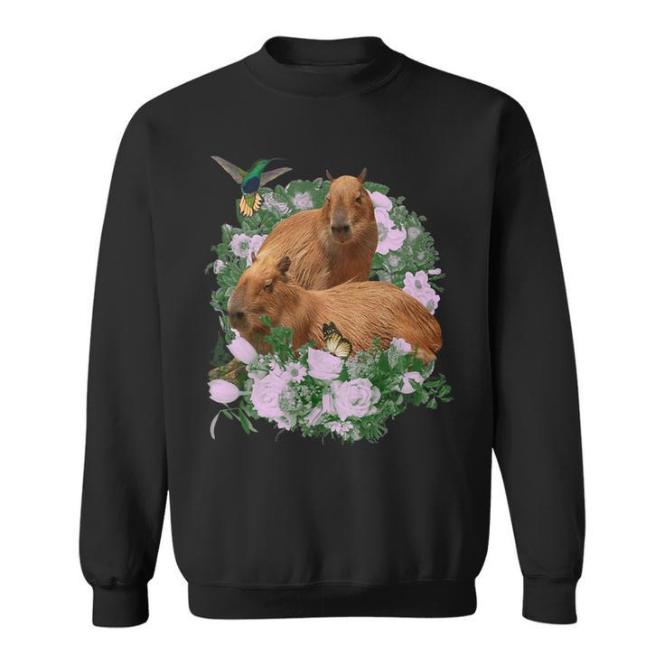 Capybara Flower Fruit Capybara Fan Club Funny Cute Sweatshirt