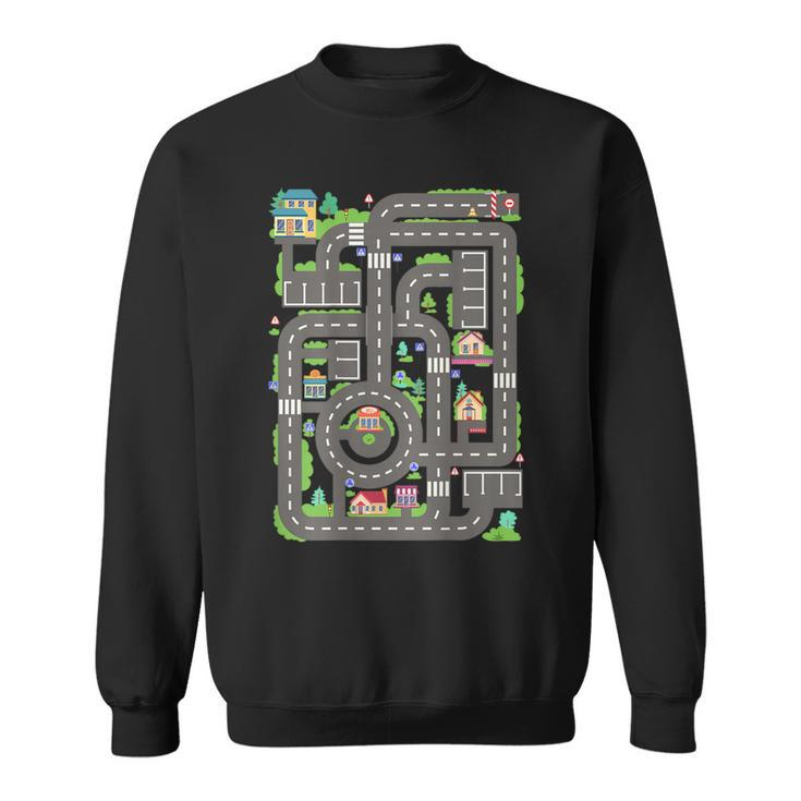 Car Road On Dad Back Fathers Day Play With Son Sweatshirt