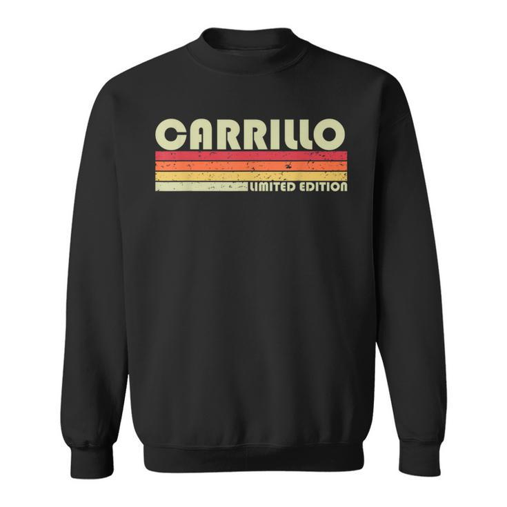 Carrillo Surname Retro Vintage 80S Birthday Reunion Sweatshirt
