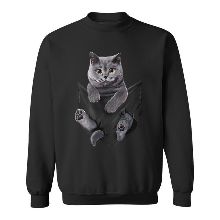 Cat Lovers British Shorthair In Pocket Kitten Sweatshirt