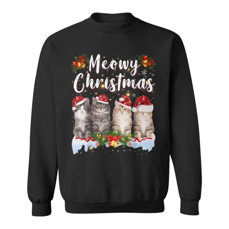 Cat Meowy Family Matching Christmas Pajamas Santa Cats Xmas Sweatshirt