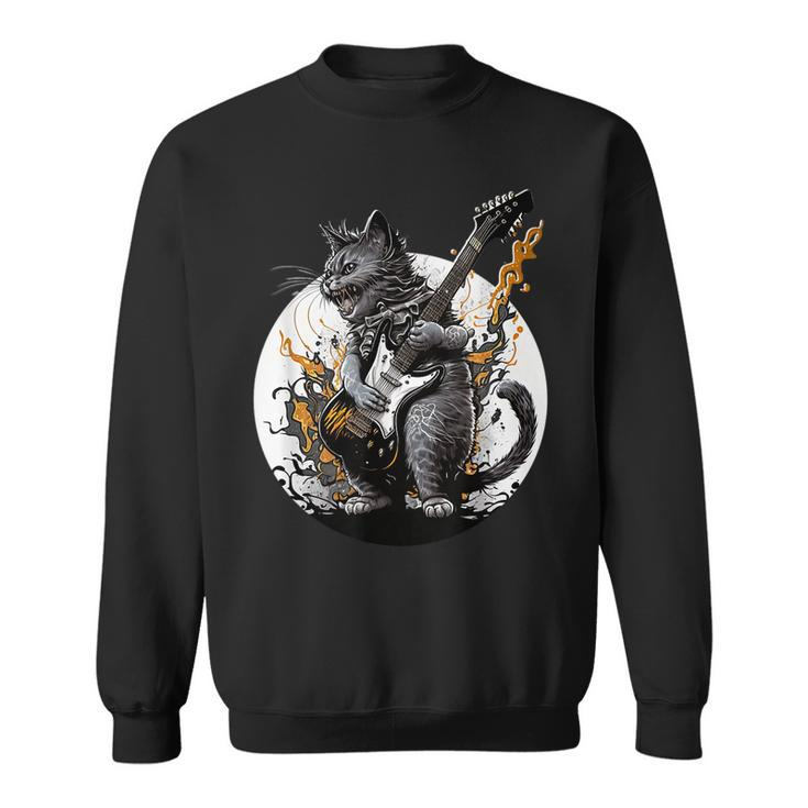 Cat Playing Guitar | Rock Cat | Heavy Metal Cat | Music Cat  Sweatshirt