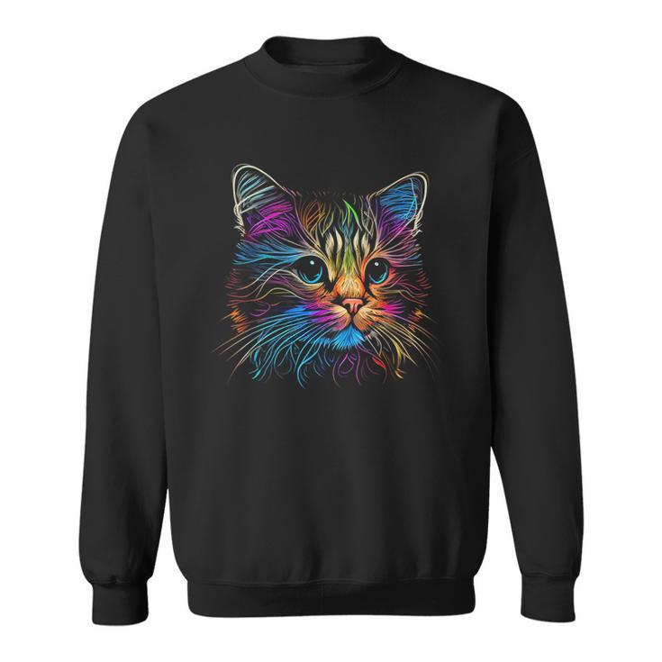 Cats Colorful Cat Cats Head Catlovers  Sweatshirt