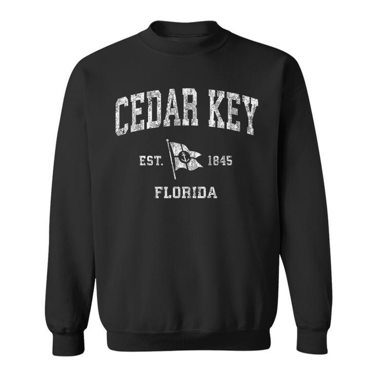 Cedar Key Fl Vintage Nautical Boat Anchor Flag Sports  Sweatshirt