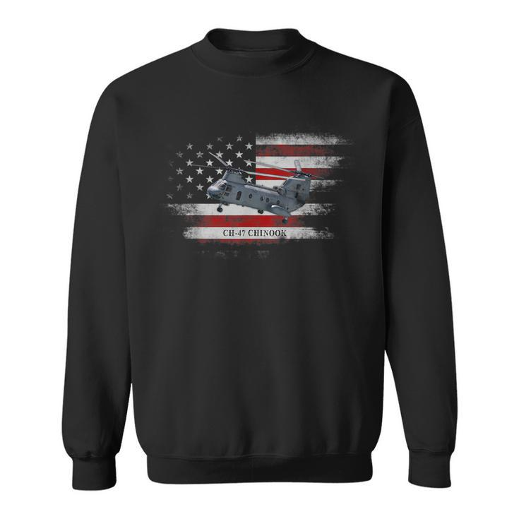 Ch-47 Chinook Helicopter Usa Flag Helicopter Pilot Gifts  Sweatshirt