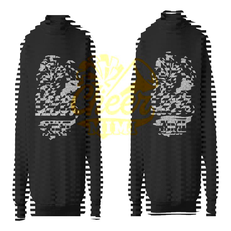 Cheer Mimi Biggest Fan Cheerleader Black Yellow Gold Pom Pom Sweatshirt