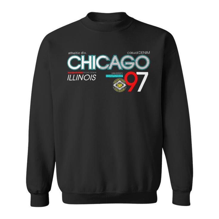 Chicago City Flag Downtown Skyline Chicago 3 Sweatshirt