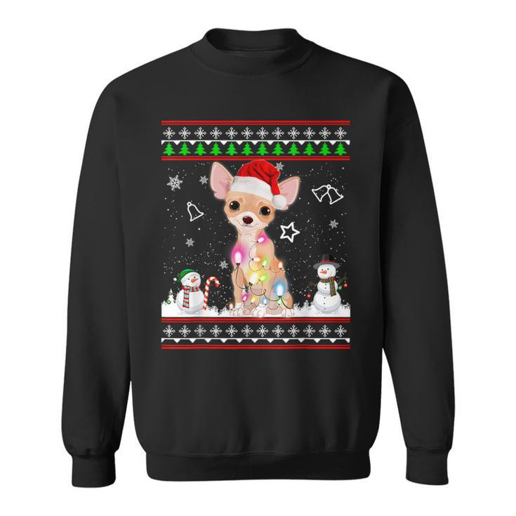 Chihuahua Christmas Dog Light Ugly Sweater Short Sleeve Sweatshirt
