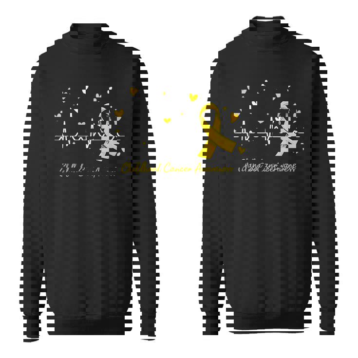 Childhood Cancer Awareness Heartbeat Gold Ribbon Sweatshirt