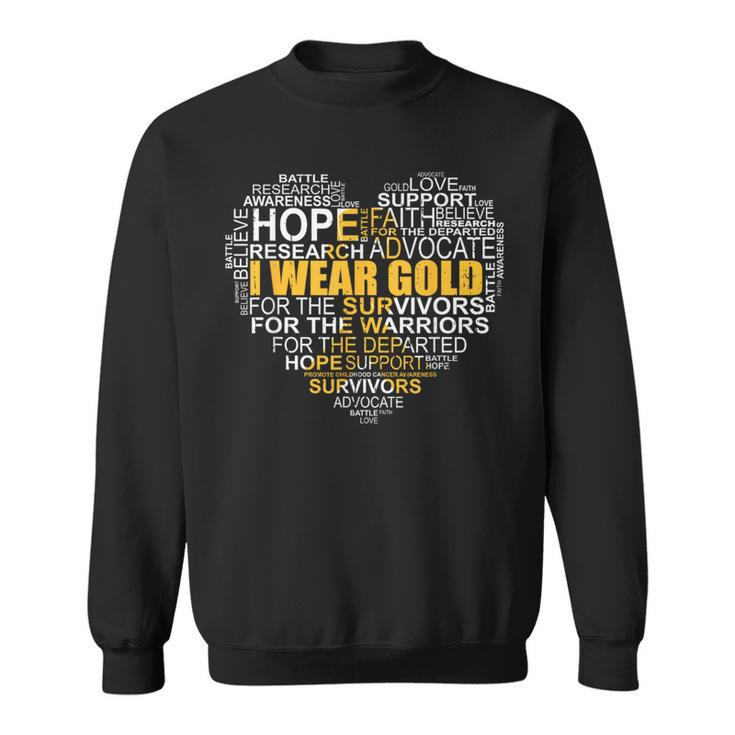 Childhood Cancer Awareness I Wear Gold Heart Ribbon Sweatshirt