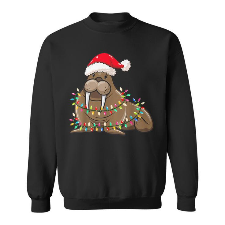 Christmas Lights Walrus Wearing Xmas Hat Walrus Lover Sweatshirt
