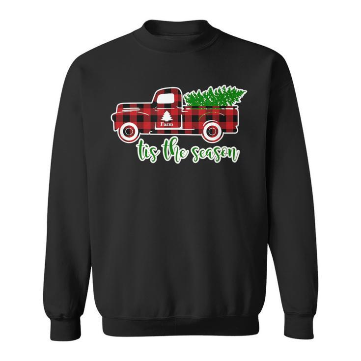 Christmas Tis The Season Plaid Vintage Truck Sweatshirt