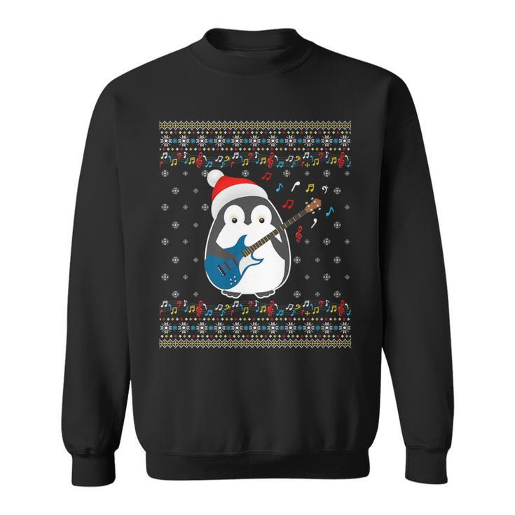 Christmas Ugly Sweater Xmas Family Matching Penguin Guitar Sweatshirt