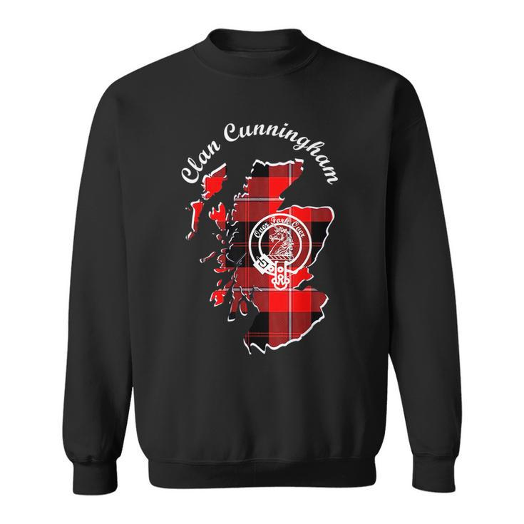 Clan Cunningham Surname Last Name Scottish Tartan Map Crest Funny Last Name Designs Funny Gifts Sweatshirt