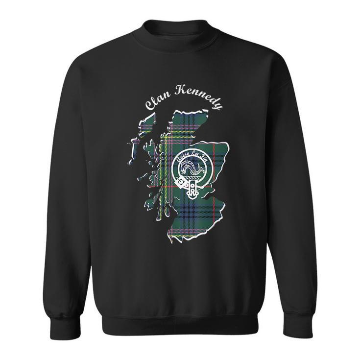 Clan Kennedy Surname Last Name Scottish Tartan Map Crest Funny Last Name Designs Funny Gifts Sweatshirt