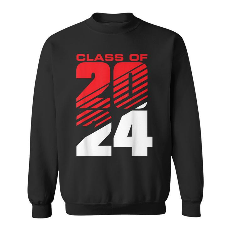 Class Of 2024 High School Senior Graduation Red Sports Style Sweatshirt