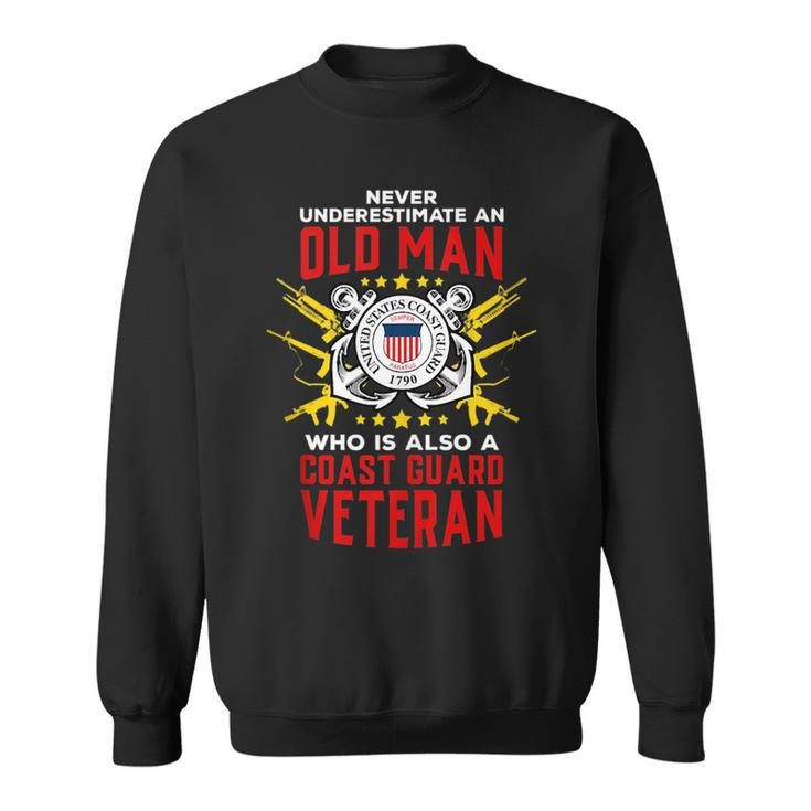 Coast Guard Never Underestimate An Old Man D4 Gun Flag Sweatshirt