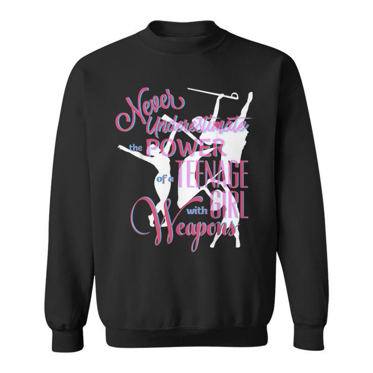 Color Guard  Never Underestimate Nage Girl W Weapons Sweatshirt