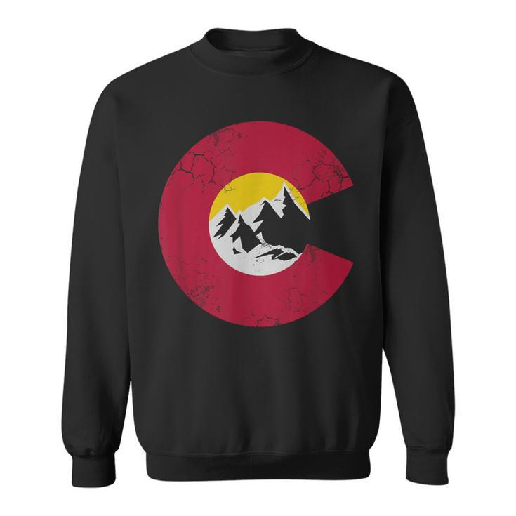 Colorado Flag Mountains Love Home Vintage Faded Sweatshirt
