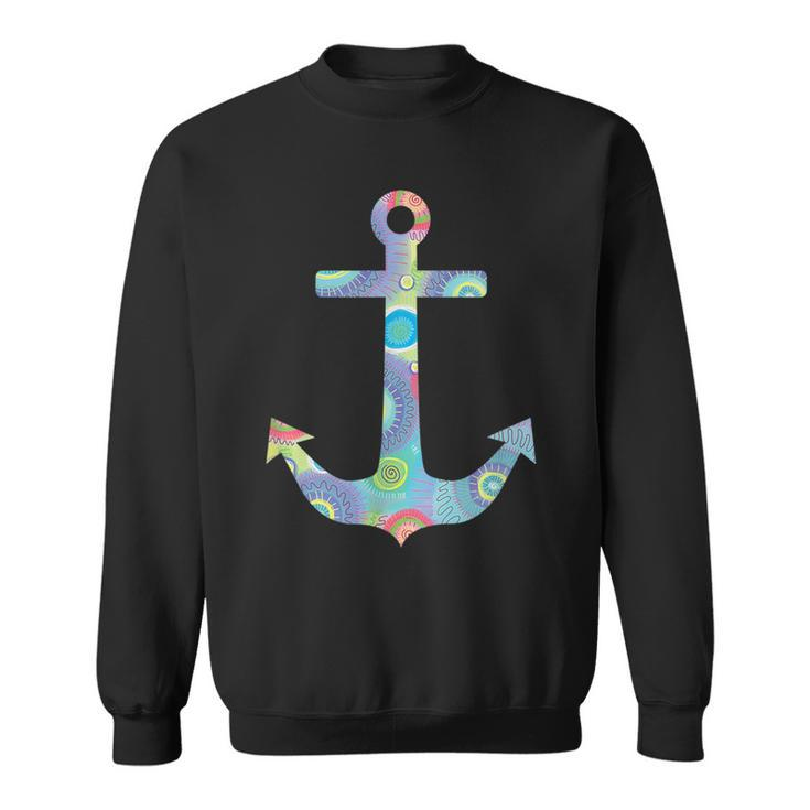 Colorful Anchor Cute Summer Sea And Beach Lover Nautical  Sweatshirt