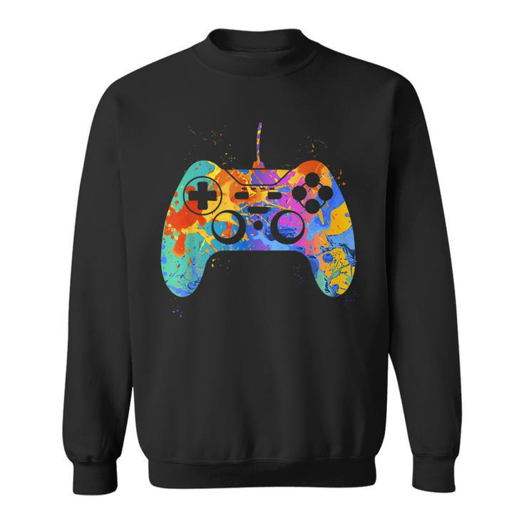 Colorful Gamer Graphic Gaming Controller Graphic Sweatshirt
