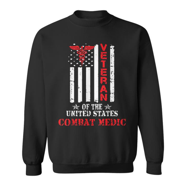 Combat Medic Veteran Patriotic American Flag Army Gift Sweatshirt
