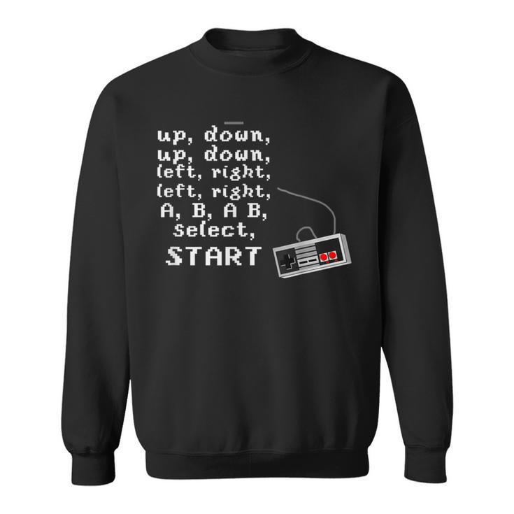 Contra Cheat Code Up Down Left Right A B Select Start Gamer Sweatshirt