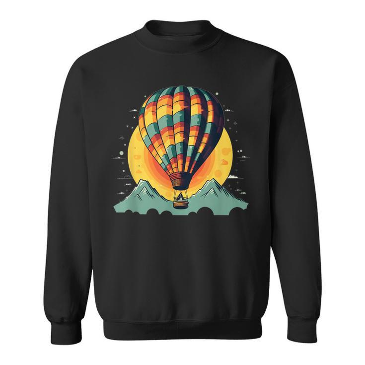 Cool Hot Air Balloon With Mountains Sweatshirt