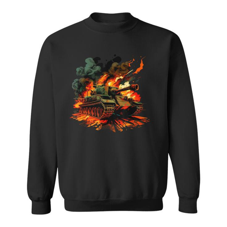 Cool Tank On Flames For Military Tank Lovers  Sweatshirt