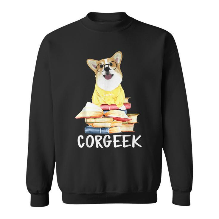 Corgeek Cute Corgi Geek Dog Pun Bookworm Bookish Reader Joke  Sweatshirt