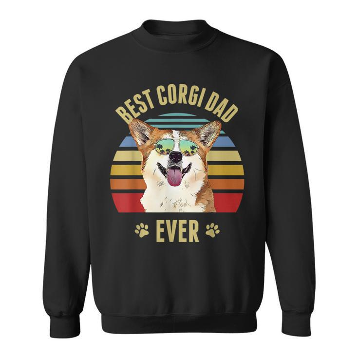 Corgi Best Dog Dad Ever Retro Sunset Beach Vibe  Sweatshirt