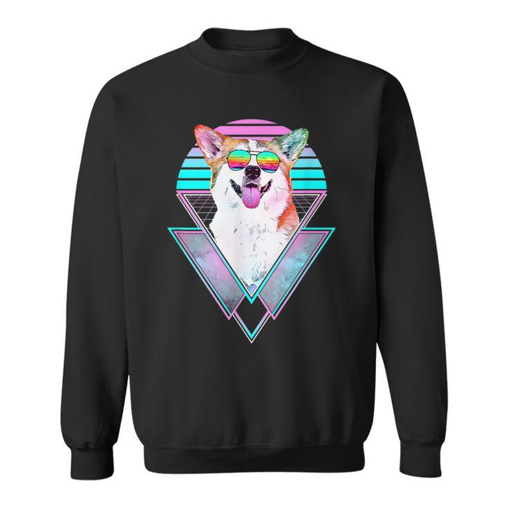 Corgi Dog Vintage Retro Vaporwave Beach Vibe  Sweatshirt