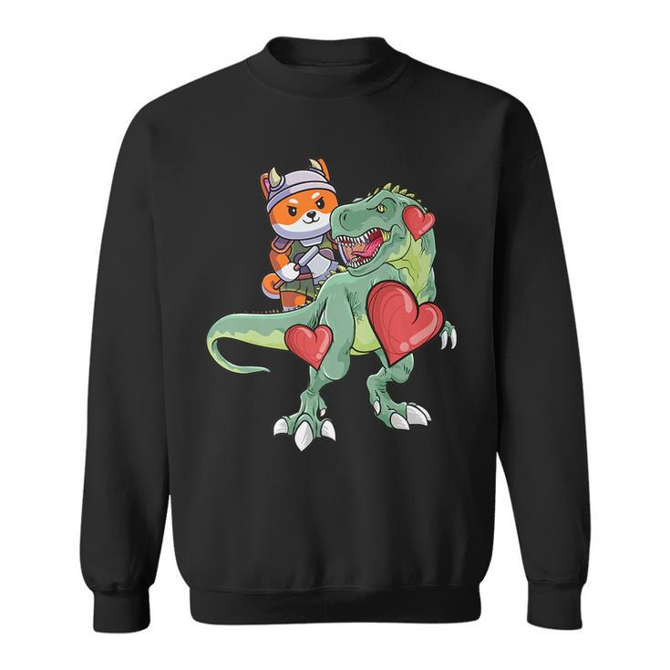 Corgi Riding Dinosaur Funny Reptile Animal Lover Graphic   Sweatshirt