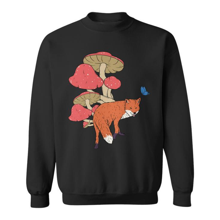 Cottagecore Fox Mushroom Animal Forest Sweatshirt