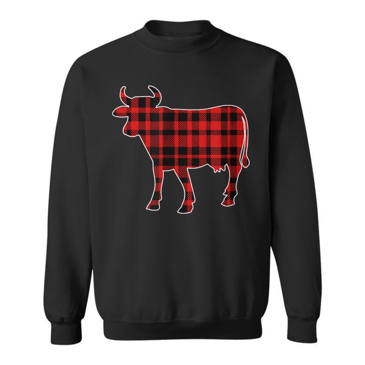 Cow Buffalo Plaid Costume Cow Lover Gift Xmas  Sweatshirt