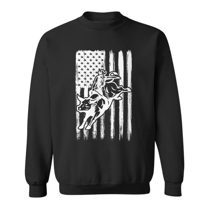 Cowboy Bull Rider - Us American Flag Rodeo Bull Riding  Rodeo Funny Gifts Sweatshirt